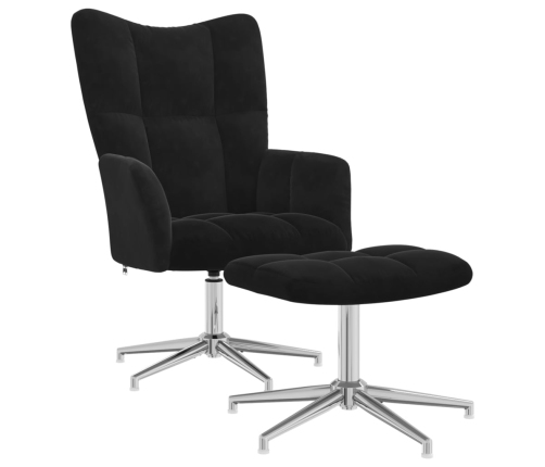 vidaXL atpūtas krēsls ar kāju balstu, melns samts