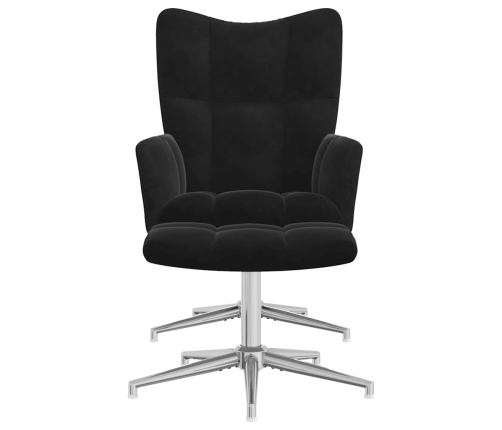 vidaXL atpūtas krēsls ar kāju balstu, melns samts