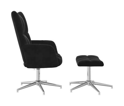 vidaXL atpūtas krēsls ar kāju balstu, melns samts