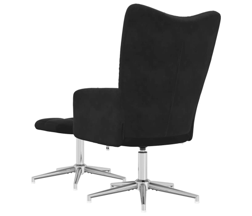 vidaXL atpūtas krēsls ar kāju balstu, melns samts