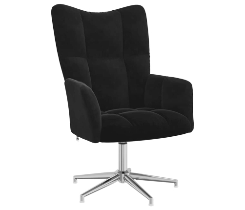 vidaXL atpūtas krēsls ar kāju balstu, melns samts