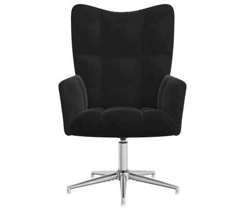 vidaXL atpūtas krēsls ar kāju balstu, melns samts