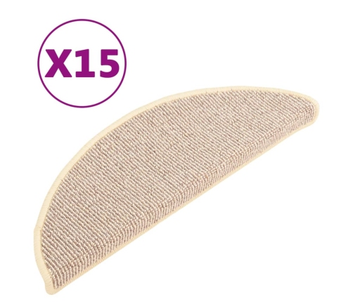 vidaXL kāpņu paklāji, 15 gab., 65x21x4 cm, balti un brūni