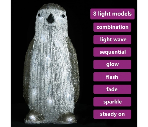 vidaXL LED Ziemassvētku pingvīna figūra, akrils, 30 cm