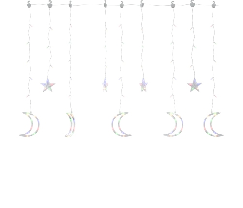 vidaXL lampiņas, zvaigžņu un mēness forma, tālvadības pults, 138 LED