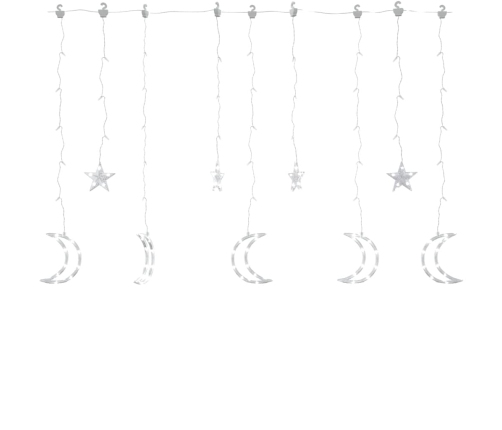 vidaXL lampiņas, zvaigžņu un mēness forma, tālvadības pults, 345 LED