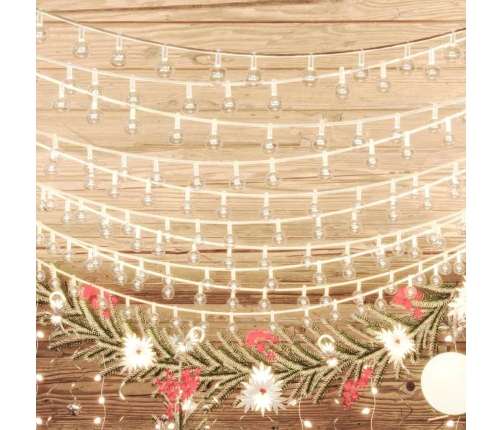 vidaXL LED lampiņu virtene, 20 m, 200 silti baltas LED, 8 funkcijas