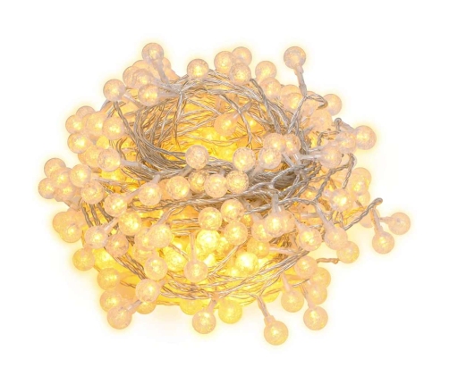 vidaXL LED lampiņu virtene, 20 m, 200 silti baltas LED, 8 funkcijas