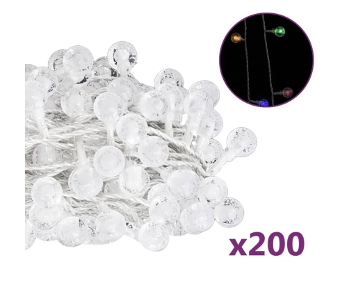 vidaXL LED lampiņu virtene, 20 m, 200 krāsainas LED, 8 funkcijas