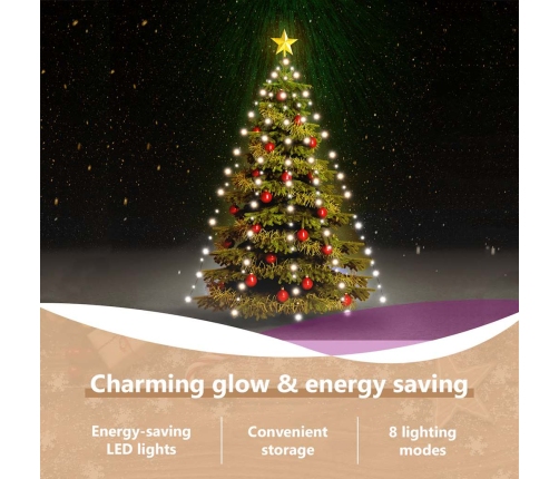 vidaXL Ziemassvētku lampiņas, 180 LED, 180 cm, vēsi baltas