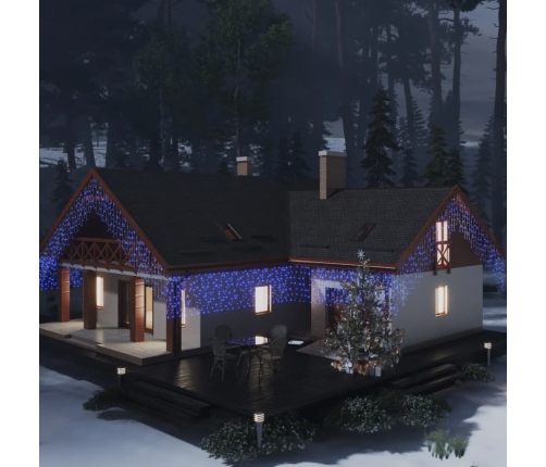 vidaXL LED lampiņu aizkars, 10 m, 400 zilas LED lampiņas, 8 funkcijas