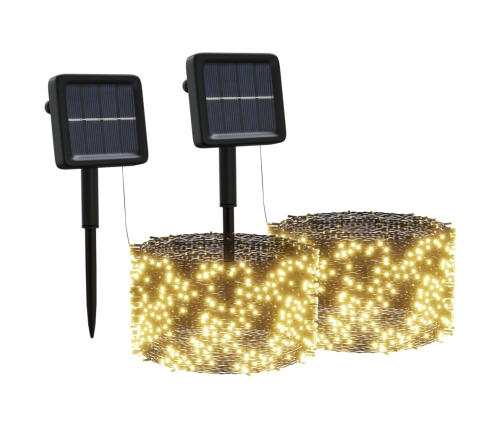 vidaXL solārā lampiņu virtene, 2 gab., 2x200 LED, silti balta