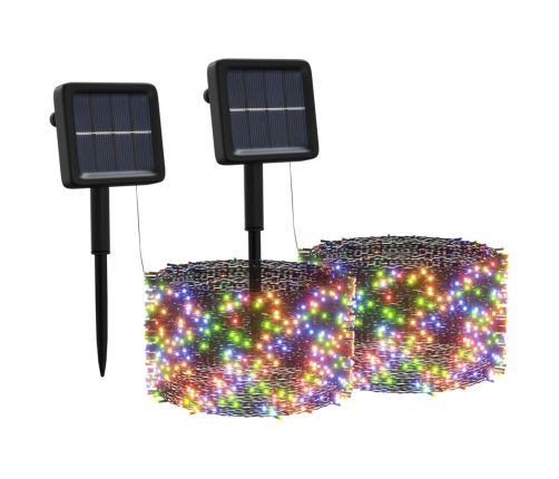 vidaXL solārā lampiņu virtene, 2 gab., 2x200 LED, daudzkrāsaina