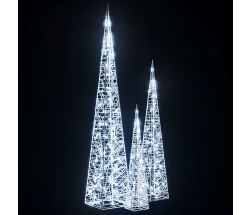 vidaXL dekoratīvi LED lampiņu rotājumi, akrils, 60/90/120 cm, balti