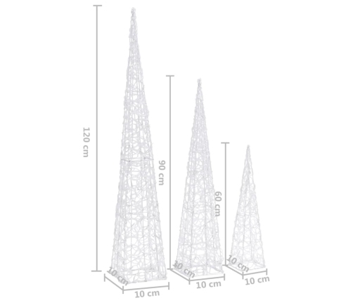 vidaXL dekoratīvi LED lampiņu rotājumi, akrils, 60/90/120 cm, balti