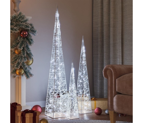 vidaXL dekoratīvi LED lampiņu rotājumi, akrils, 60/90/120 cm, balti