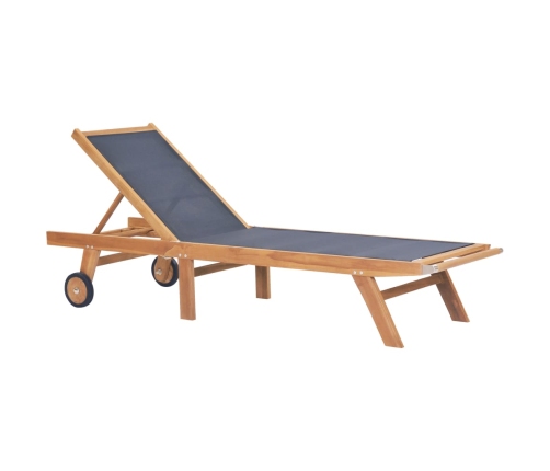 vidaXL sauļošanās zviļņi ar riteņiem, 2 gab., tīkkoks, tekstilēns