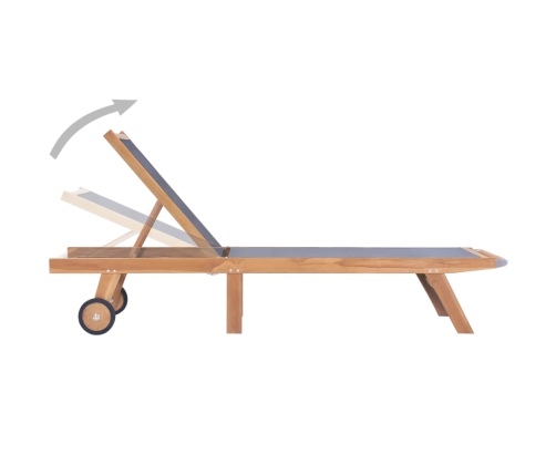 vidaXL sauļošanās zviļņi ar riteņiem, 2 gab., tīkkoks, tekstilēns