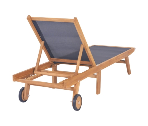 vidaXL sauļošanās zviļņi ar riteņiem, 2 gab., tīkkoks, tekstilēns