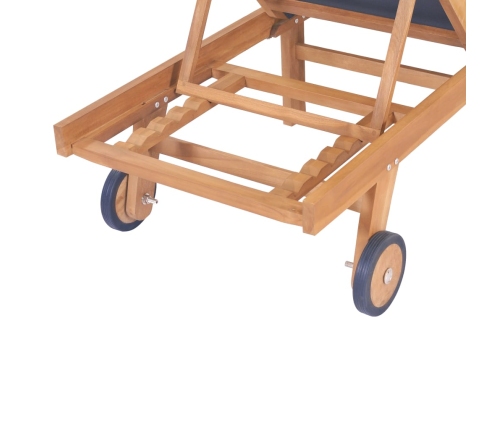 vidaXL sauļošanās zviļņi ar riteņiem, 2 gab., tīkkoks, tekstilēns