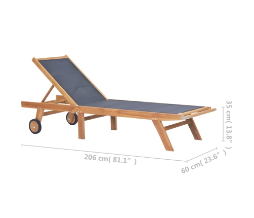 vidaXL sauļošanās zviļņi ar riteņiem, 2 gab., tīkkoks, tekstilēns