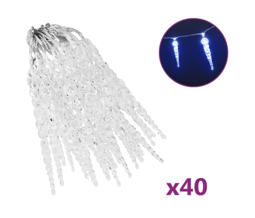 vidaXL Ziemassvētku lampiņas lāsteku formā, 40 gab., zilas, akrils