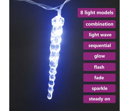 vidaXL Ziemassvētku lampiņas lāsteku formā, 40 gab., zilas, akrils
