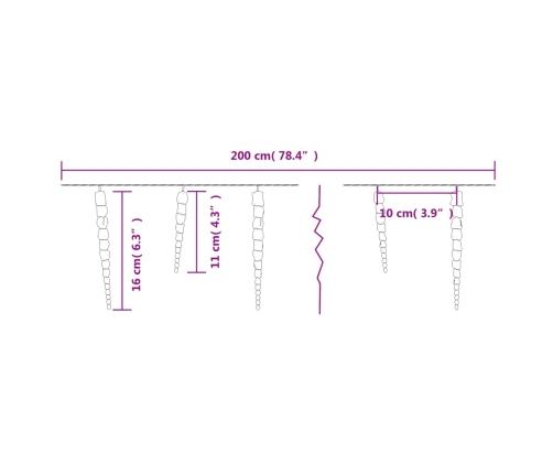 vidaXL Ziemassvētku lampiņas lāsteku formā, 40 gab., zilas, akrils