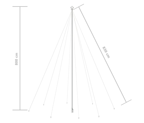 vidaXL Ziemassvētku koka gaismiņas, 1300 LED, 8 m, zilas