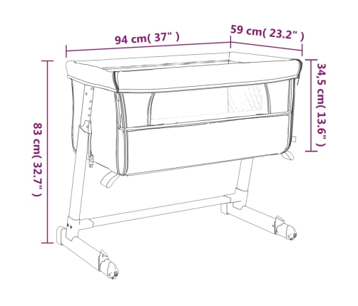 vidaXL bērnu gultiņa ar matraci, gaiši pelēks lina audums