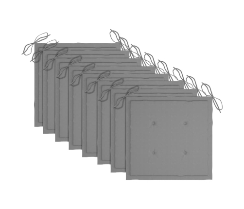 vidaXL dārza krēsli, 8 gab., pelēki matrači, masīvs tīkkoks