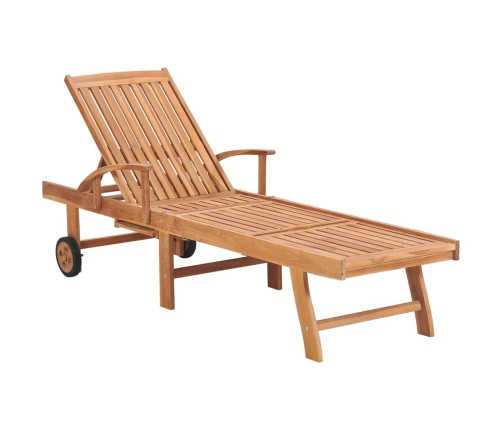 vidaXL sauļošanās zviļņi, 2 gab., ar galdiņu un matračiem, tīkkoks