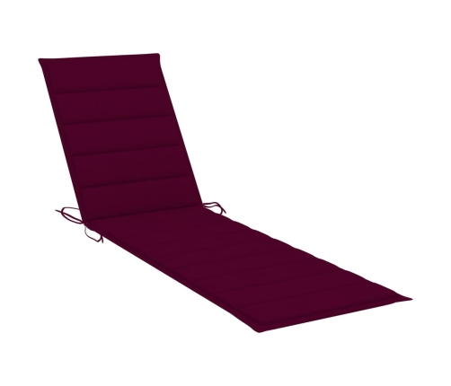 vidaXL sauļošanās zviļņi, 2 gab., vīnsarkani matrači, masīvs tīkkoks