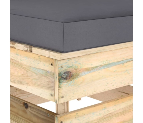 vidaXL vidējais moduļu dīvāns ar spilveniem, zaļi impregnēts koks