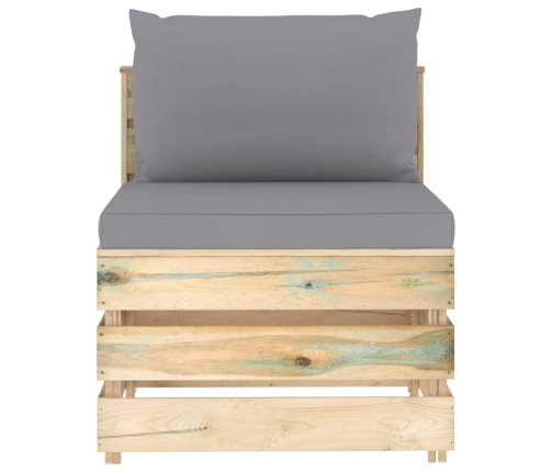 vidaXL vidējais moduļu dīvāns ar spilveniem, zaļi impregnēts koks