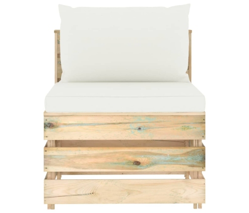 vidaXL vidējais moduļu dīvāns ar spilveniem, zaļi impregnēts koks