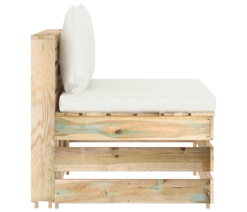 vidaXL vidējais moduļu dīvāns ar spilveniem, zaļi impregnēts koks