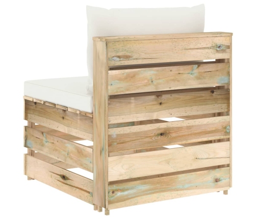 vidaXL vidējais moduļu dīvāns ar spilveniem, zaļi impregnēts koks