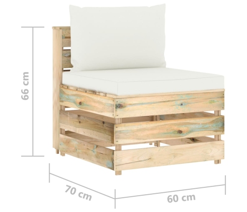 vidaXL vidējais moduļu dīvāns ar spilveniem, zaļi impregnēts koks