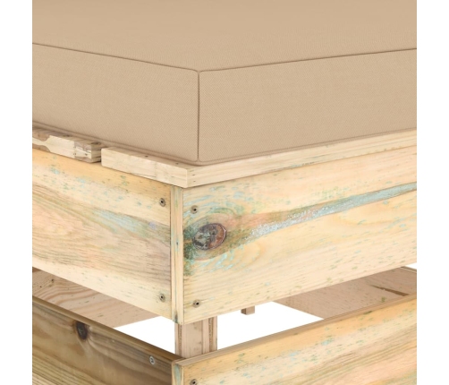 vidaXL vidējais moduļu dīvāns ar spilveniem, zaļi impregnēts koks