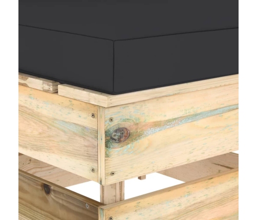 vidaXL vidējais moduļu dīvāns ar spilveniem, zaļi impregnēts koks