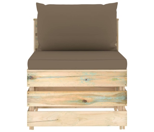 vidaXL vidējais moduļu dīvāns ar spilveniem, zaļi impregnēts koks