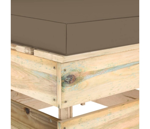 vidaXL vidējais moduļu dīvāns ar spilveniem, zaļi impregnēts koks