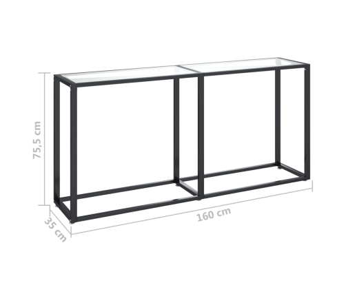 vidaXL konsoles galdiņš, 160x35x75,5 cm, caurspīdīgs rūdīts stikls