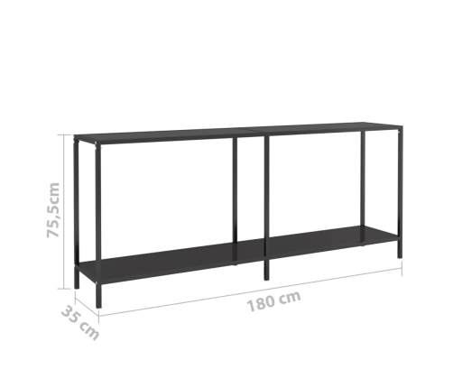 vidaXL konsoles galdiņš, 180x35x75,5 cm, rūdīts stikls, melns
