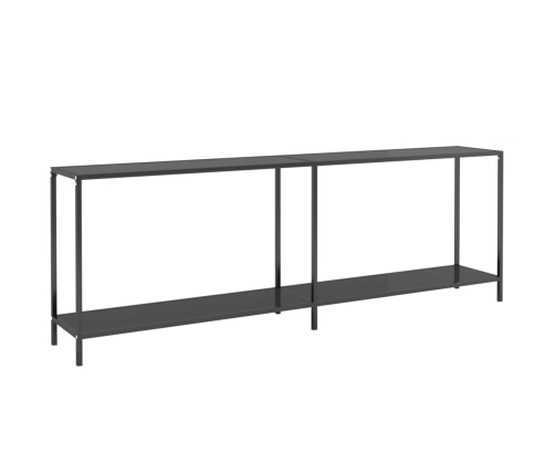 vidaXL konsoles galds, 220x35x75,5 cm, rūdīts stikls, melns