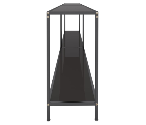 vidaXL konsoles galds, 220x35x75,5 cm, rūdīts stikls, melns