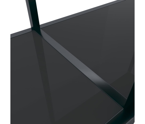 vidaXL konsoles galds, 220x35x75,5 cm, rūdīts stikls, melns