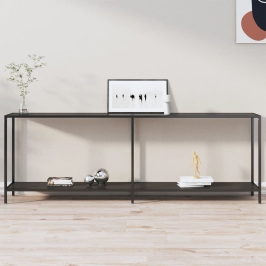 Konsoles Galds, 220X35X75,5 Cm, Rūdīts Stikls, Melns Vidaxl