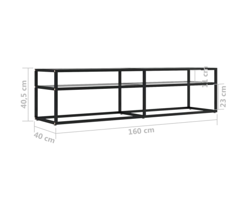 vidaXL TV plaukts, 160x40x40,5 cm, caurspīdīgs rūdīts stikls